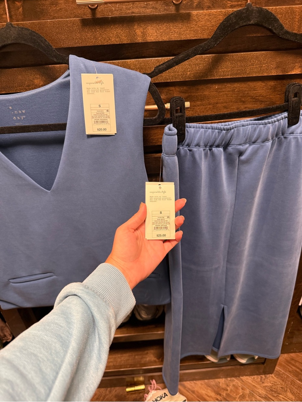 a new day Blue Velour Skirt Set